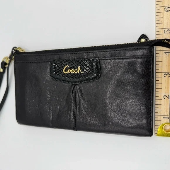 Coach Black Leather Wristlet with Gold Accents - Picture 2 of 6